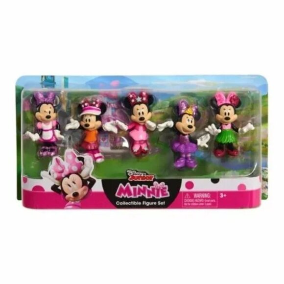Disney Junior Minnie Mouse Collectible Figure 5-Piece Set Bows Glitter 3-inch - Picture 2 of 5